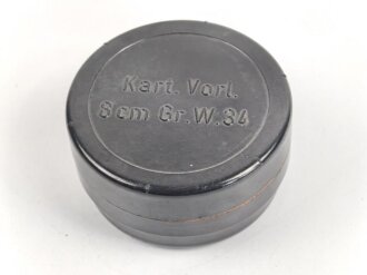 Transportbehälter aus Preßmasse für "Kart. Vorl. 8cm Granatwerfer 34 " datiert 44