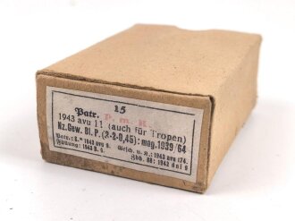 Pappverpackung Wehrmacht für " 15 Patronen P.m.K ( auch für Tropen ) " datiert 1943