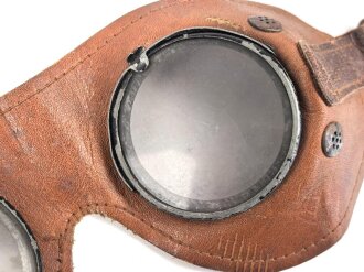 Allgemeine Schutzbrille Wehrmacht. Braunes Leder, getragenes Stück