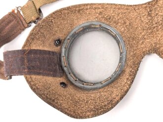 Allgemeine Schutzbrille Wehrmacht. Braunes Leder, getragenes Stück