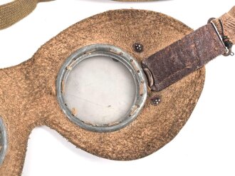 Allgemeine Schutzbrille Wehrmacht. Braunes Leder, getragenes Stück