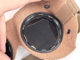 Allgemeine Schutzbrille Wehrmacht. Braunes Kunstleder, getönte Gläser, ungetragenes Stück