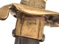 Kaiserliche Marine, Säbel für Offiziere. Doppelseitig geätzte Klinge grob gereinigt, Griffstück in sich wackelig