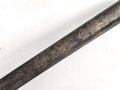 Kaiserliche Marine, Säbel für Offiziere. Doppelseitig geätzte Klinge grob gereinigt, Griffstück in sich wackelig