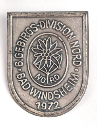 Deutschland nach 1945, Blechabzeichen Treffen ehemalige Angehörige der 6.GebirgsdivisionNord  Bad Windsheim 1972