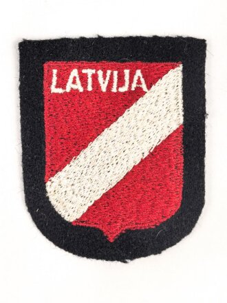 Waffen SS,  Ärmelschild der lettischen Freiwilligen. Ungetragenes Stück