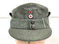 Bergmütze für Gebirgstruppen der Wehrmacht. Getragenes Stück, die Effekten original vernäht, Kopfgrösse 55