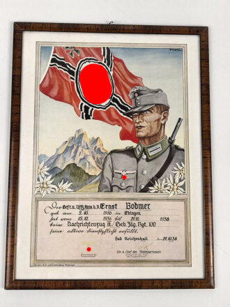 Gebirgsjäger Regiment 100, Dienstzeiturkunde von...