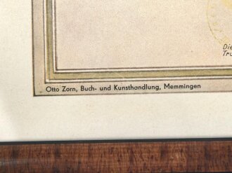 Gebirgsjäger Regiment 100, Dienstzeiturkunde von 1938 in sehr gutem Zustand, original gerahmt