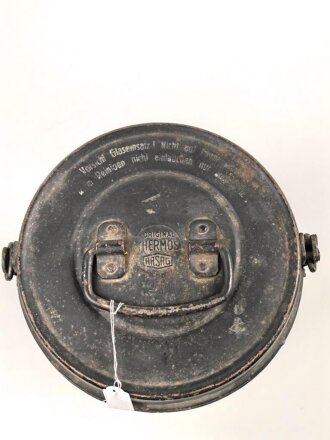 Thermosbehälter Wehrmacht " Original HASAG Thermos" Original lackiertes Stück, der Glaseinsatz intakt, ungereinigt