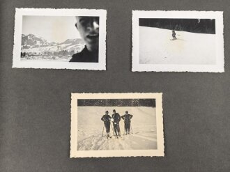 Fotoalbum eines Angehörigen der Gebirgstruppe der Wehrmacht. Insgesamt etwa 110 Fotos, jede Seite fotografiert..