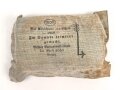 Verbandpäckchen Wehrmacht für den Verbandkasten. Großes Modell datiert 1940
