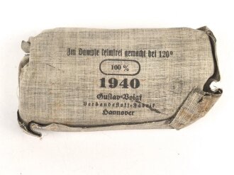 Verbandpäckchen Wehrmacht für den Verbandkasten. Großes Modell datiert 1940