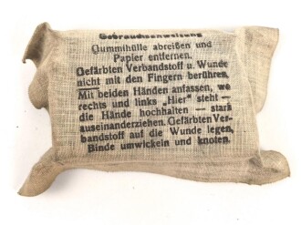 Verbandpäckchen Wehrmacht für den Verbandkasten. Kleines Modell datiert 1941