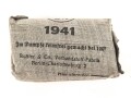 Verbandpäckchen Wehrmacht für den Verbandkasten. Kleines Modell datiert 1941
