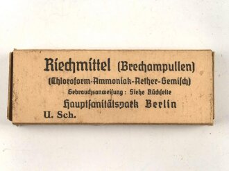Pack " Riechmittel "( Brechampullen ) Wehrmacht...