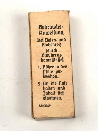 Pack " Riechmittel "( Brechampullen ) Wehrmacht für Sanitätszwecke. NUR FÜR DEKORATIONSZWECKE