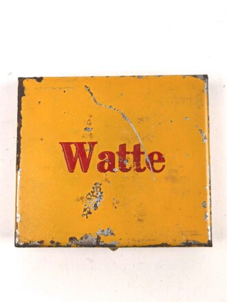 Blechdose Wehrmacht " Watte" für Sanitätszwecke. Originallack, 6 x 7 x 1,5cm