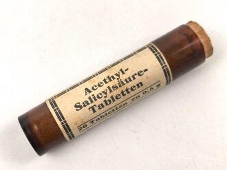Leeres Glasröhrchen " Acethyl Salicylsäure...