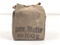 Pack "100 g gewöhnliche Watte" datiert 1944, in Hülle, gehört so in der KFZ Verbandkasten der Wehrmacht