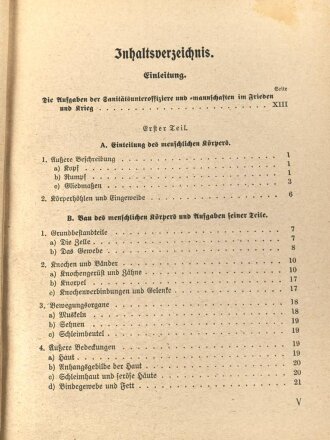 H.Dv. 59 "Unterrichtsbuch für Sanitäts-Unteroffiziere und Mannschaften" datiert 1939, 429 Seiten, DIN A5, guter Zustand