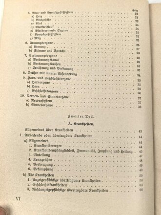 H.Dv. 59 "Unterrichtsbuch für Sanitäts-Unteroffiziere und Mannschaften" datiert 1939, 429 Seiten, DIN A5, guter Zustand