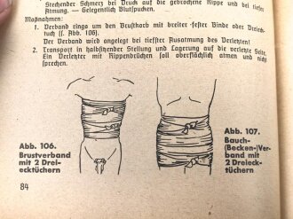 "Amtliches Unterrichtsbuch über Erste Hilfe", datiert 1943, 147 Seiten, gebraucht