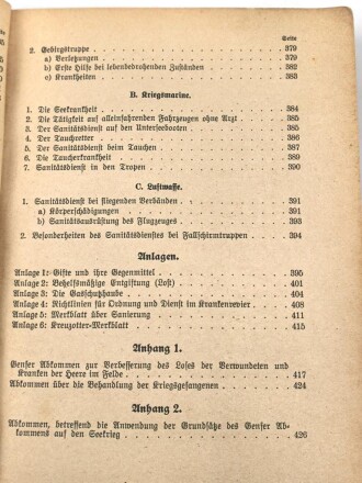 H.Dv. 59 "Unterrichtsbuch für Sanitäts-Unteroffiziere und Mannschaften" datiert 1940, 432 Seiten, DIN A5, gebraucht