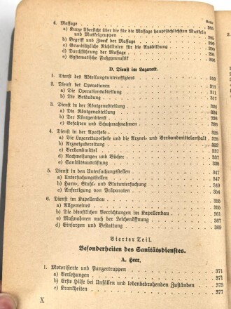 H.Dv. 59 "Unterrichtsbuch für Sanitäts-Unteroffiziere und Mannschaften" datiert 1940, 432 Seiten, DIN A5, gebraucht
