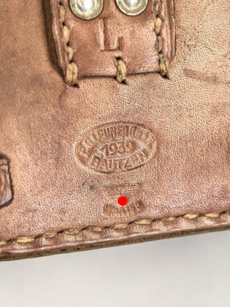 Koppeltasche für Sanitätspersonal der Wehrmacht , Hersteller aus Bautzen 1939