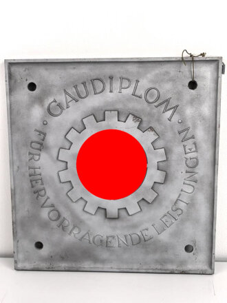 Deutsche Arbeitsfront "Gaudiplom für hervorragende Leistungen"  Schwerer Eisenguß, Maße 54 x 54cm, sandgestrahlt und silbern statt schwarz angemalt