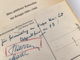 Otto Skorzeny, eigenhändige Unterschrift auf Postkarte vom 1. Mai 1948. ( Internierungslager Darmstadt )