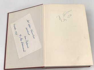 Max Domarus, eigenhändige Unterschrift vom Dezember 1962, auf Karte, diese eingeklebt im seinem Buch " Hitler - Reden und Proklamation , 1. Band"