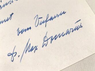 Max Domarus, eigenhändige Unterschrift vom Dezember 1962, auf Karte, diese eingeklebt im seinem Buch " Hitler - Reden und Proklamation , 1. Band"