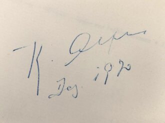 Max Domarus, eigenhändige Unterschrift vom Dezember 1962, auf Karte, diese eingeklebt im seinem Buch " Hitler - Reden und Proklamation , 1. Band"