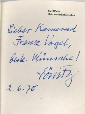 Karl Dönitz, eigenhändige Widmung samt...