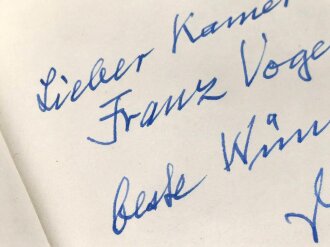 Karl Dönitz, eigenhändige Widmung samt Unterschrift vom 2.6.1970. Auf dem Vorsatzblatt seines Buches " Karl Dönitz, Mein wechselvolles Leben"