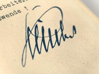 Josef Bürckel, Gauleiter. Gedruckte Unterschrift auf Vorsatzblatt des Buches " Tradition und Gegenwart" von Alfred Rosenberg