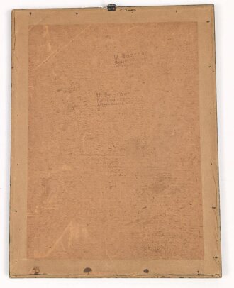 "Seeteufel" Korvettenkapitän Felix Graf v. Luckner, eigenhändige Unterschrift auf gerahmtem Druck, Maße des Rahmens 24,5 x 32cm