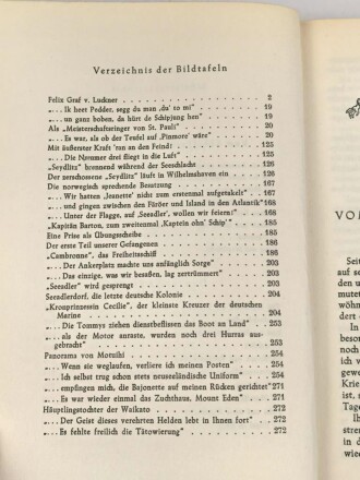 "Seeteufel" Korvettenkapitän Felix Graf v. Luckner, eigenhändige Unterschrift  samt Widmung von 1964, auf Vorsatzblatt seines Buches " Seeteufel" Abenteuer aus meinem Leben