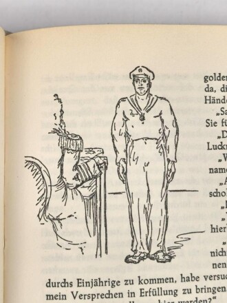 "Seeteufel" Korvettenkapitän Felix Graf v. Luckner, eigenhändige Unterschrift  samt Widmung von 1964, auf Vorsatzblatt seines Buches " Seeteufel" Abenteuer aus meinem Leben