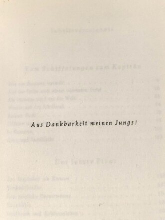 "Seeteufel" Korvettenkapitän Felix Graf v. Luckner, eigenhändige Unterschrift  samt Widmung von 1964, auf Vorsatzblatt seines Buches " Seeteufel" Abenteuer aus meinem Leben