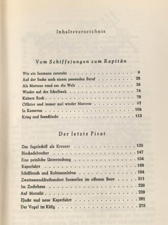 "Seeteufel" Korvettenkapitän Felix Graf v. Luckner, eigenhändige Unterschrift  samt Widmung von 1964, auf Vorsatzblatt seines Buches " Seeteufel" Abenteuer aus meinem Leben