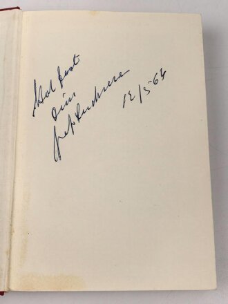 "Seeteufel" Korvettenkapitän Felix Graf v. Luckner, eigenhändige Unterschrift  samt Widmung von 1964, auf Vorsatzblatt seines Buches " Aus siebzig Lebenjahren"