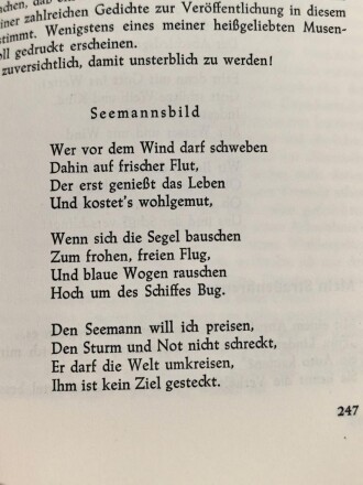 "Seeteufel" Korvettenkapitän Felix Graf v. Luckner, eigenhändige Unterschrift  samt Widmung von 1964, auf Vorsatzblatt seines Buches " Aus siebzig Lebenjahren"