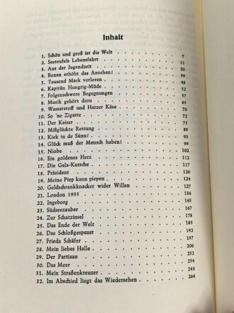 "Seeteufel" Korvettenkapitän Felix Graf v. Luckner, eigenhändige Unterschrift  samt Widmung von 1964, auf Vorsatzblatt seines Buches " Aus siebzig Lebenjahren"