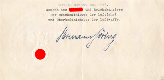 Hermann Göring, gedruckte Unterschrift auf unterem...