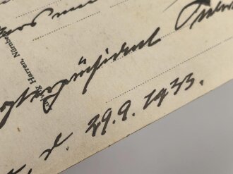 Ministerpräsident L. Siebert, Ansichtskarte mit rückseitiger Widmung samt eigenhändiger Unterschrift vom 29.9,1933