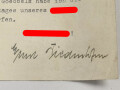 Ernst Diedenhofen, Kreisleiter von Neuwied, eigenhändige Unterschrift auf Anschreiben bezüglich überreichung eines Rundfunkgerätes. Datiert 21.April 1943