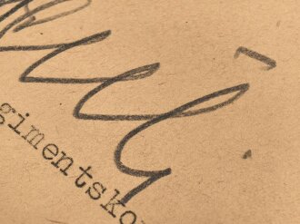 Grenadier Regiment 404, Anerkennungsschreiben für besonders tapferes verhalten bei der Abwehr eines feindlichen Spähtruppe. Eigenhändige Unterschrift Oberst und Regimentskommandeur, datiert Februar 1943